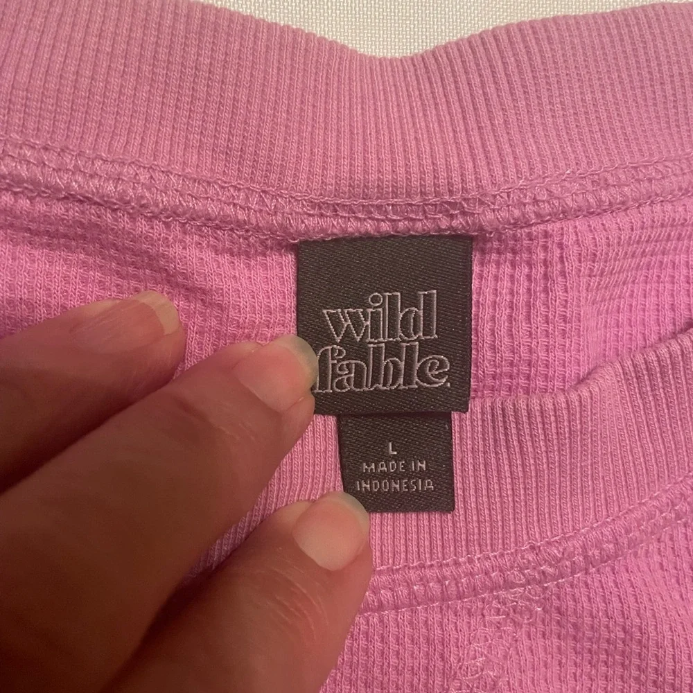 Wild Fable Comfy Pink Ribbed Detail Long Sleeve Top, Size Large‎ - Picture 3 of 8